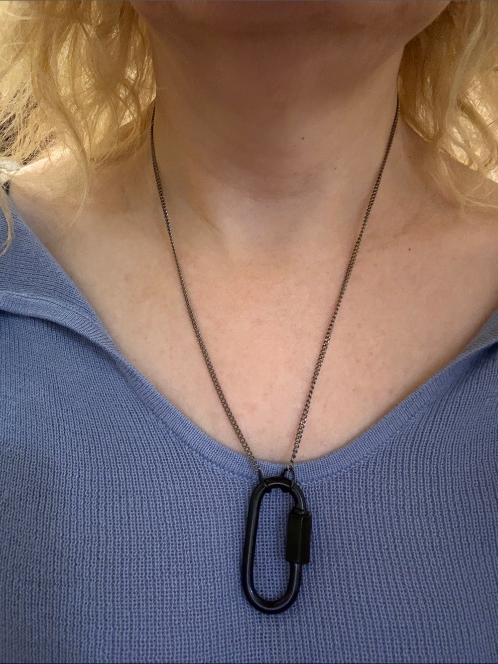Hand-Crafted Black Carabiner Pendant Necklace